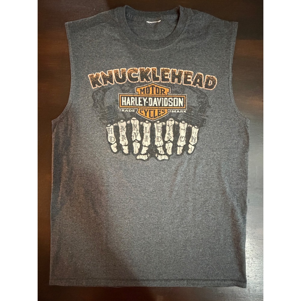 EUC Mens M Harley-Davidson Gray Knucklehead Cabo San Lucas Sleeveless Muscle Tee